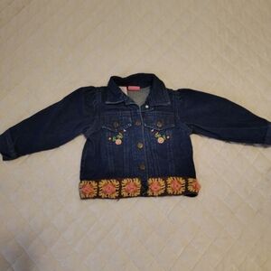 Kids Denim Jacket with Floral Embroidery